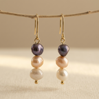 Boucles d'oreilles en perles d'eau douce tricolores