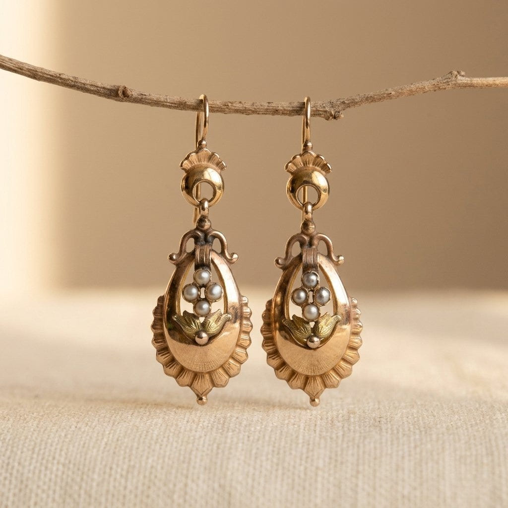 Pendientes colgantes vintage bohemios de perlas de imitación