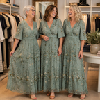 Evadne | Vestido largo floral de manga corta y escote en V
