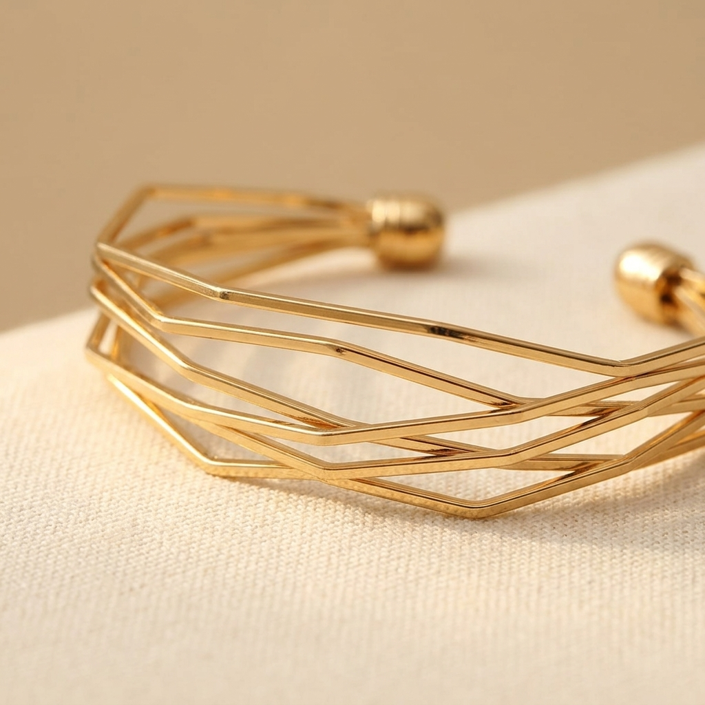 A-Shaped Golden Bangle Bracelet