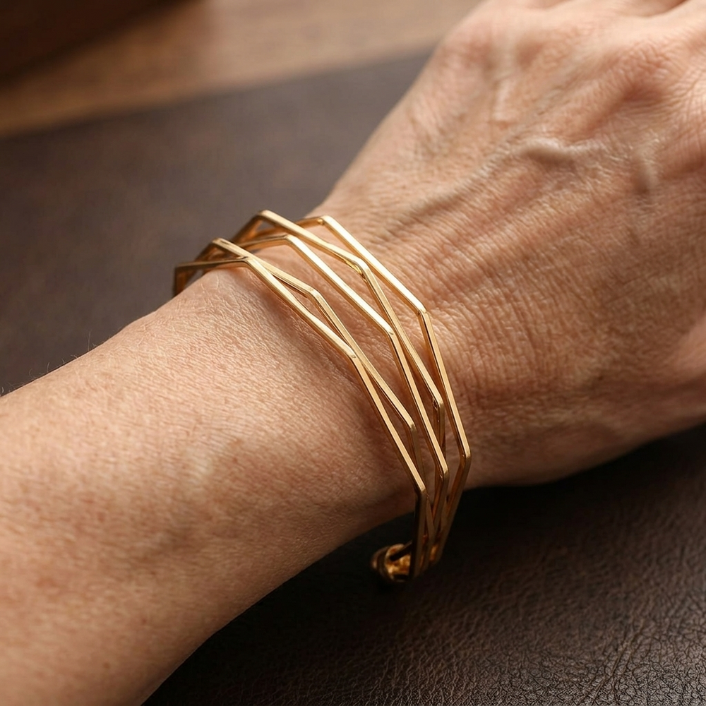 A-Shaped Golden Bangle Bracelet