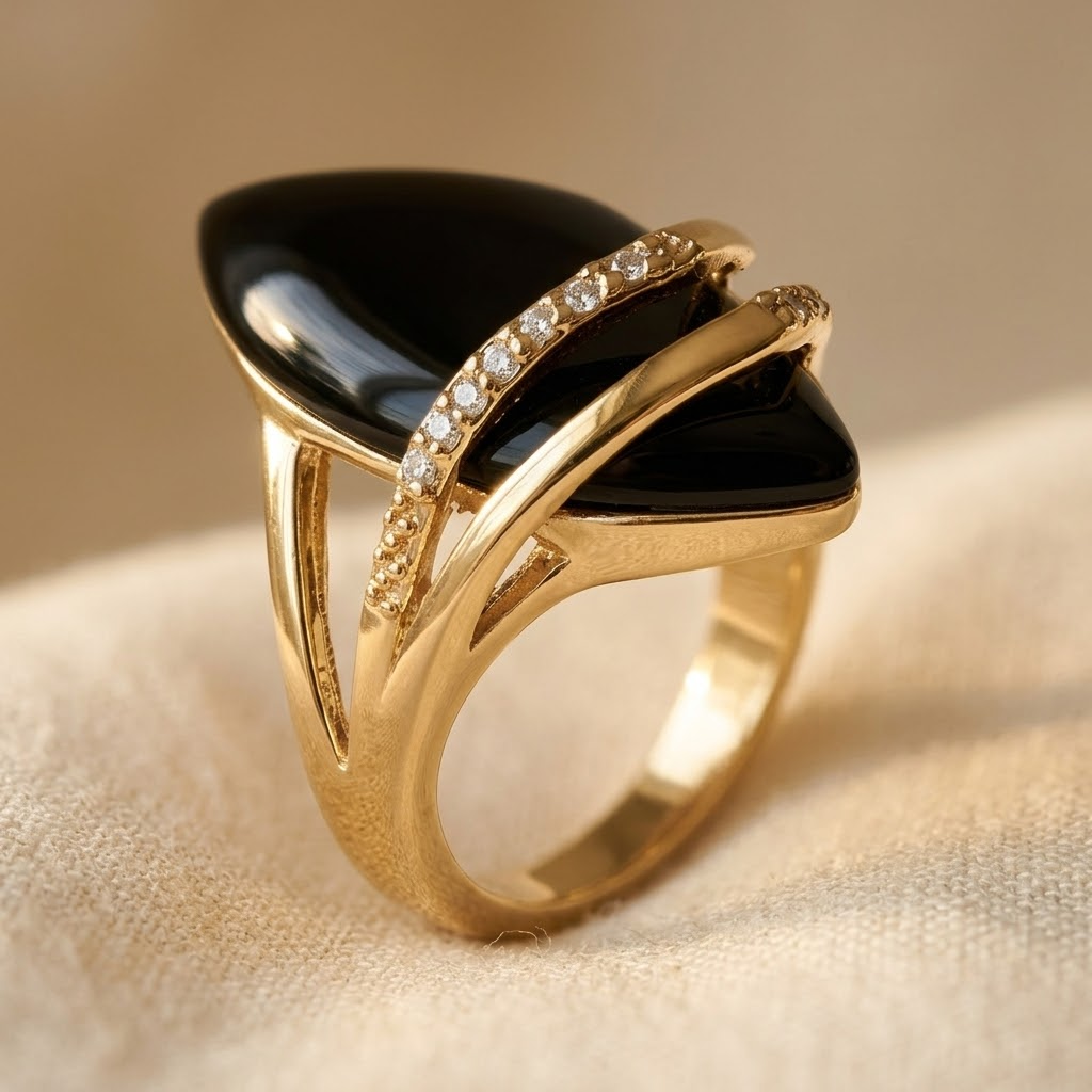 Black Marquise Onyx Cubic Zirconia Ring