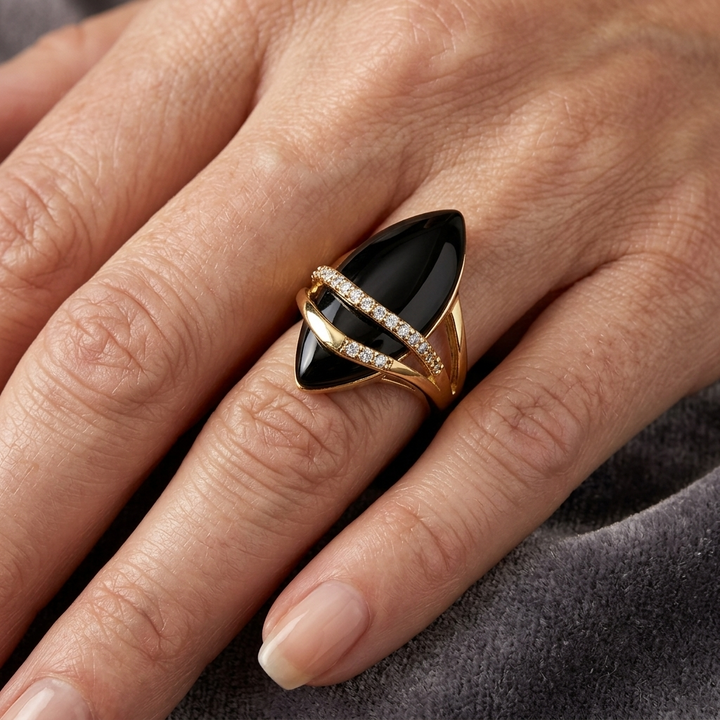 Black Marquise Onyx Cubic Zirconia Ring