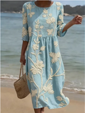 Kimberly | Robe midi à imprimé végétal et floral