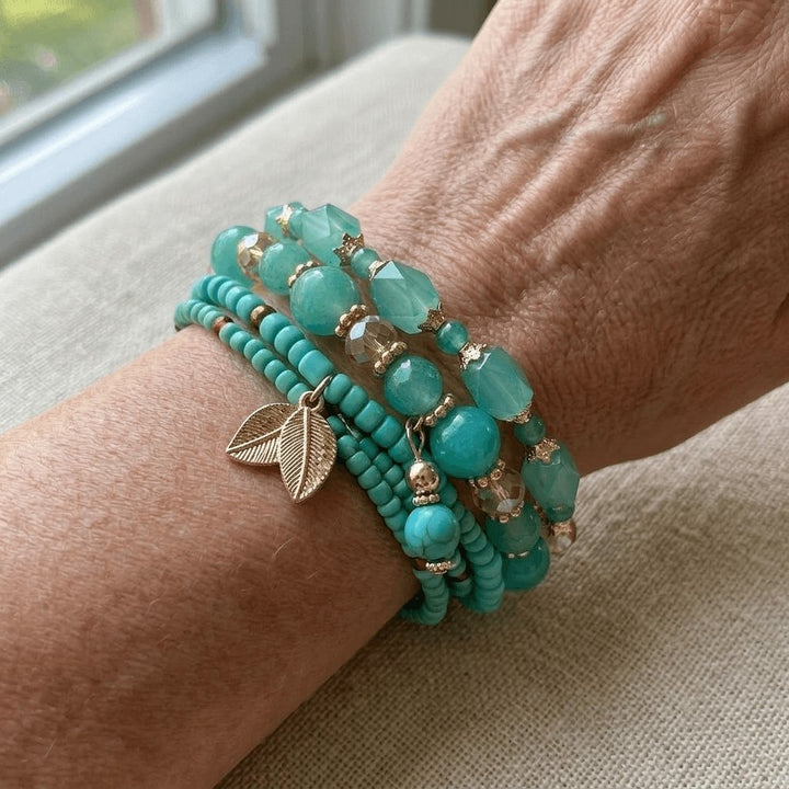 4-piece Boho Mint Turquoise Bracelet
