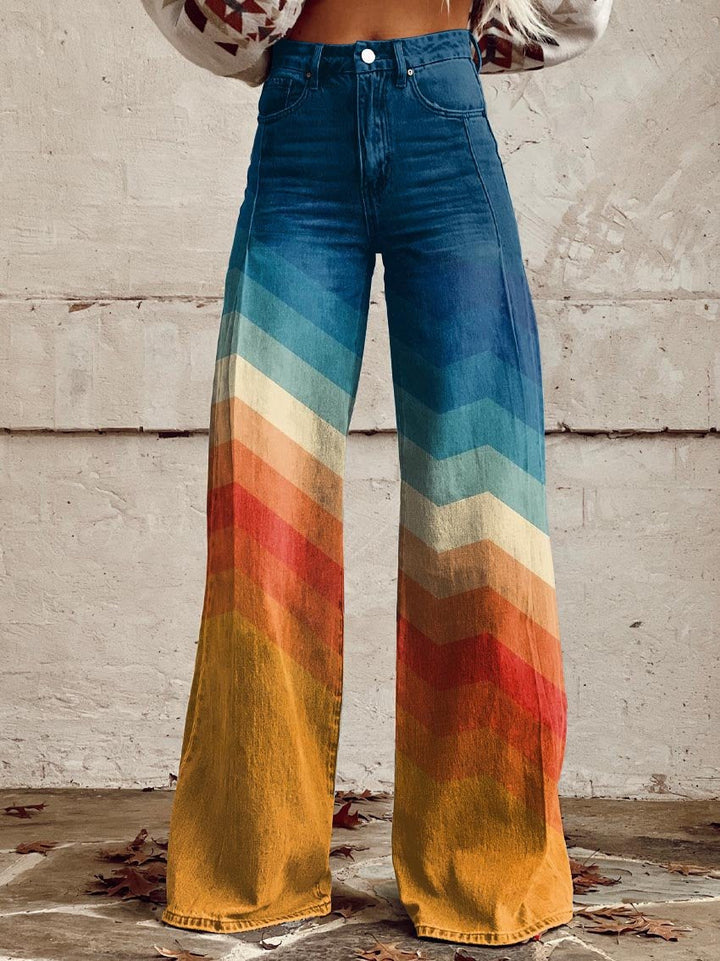Léa - Pantalones elegantes retro con zigzag