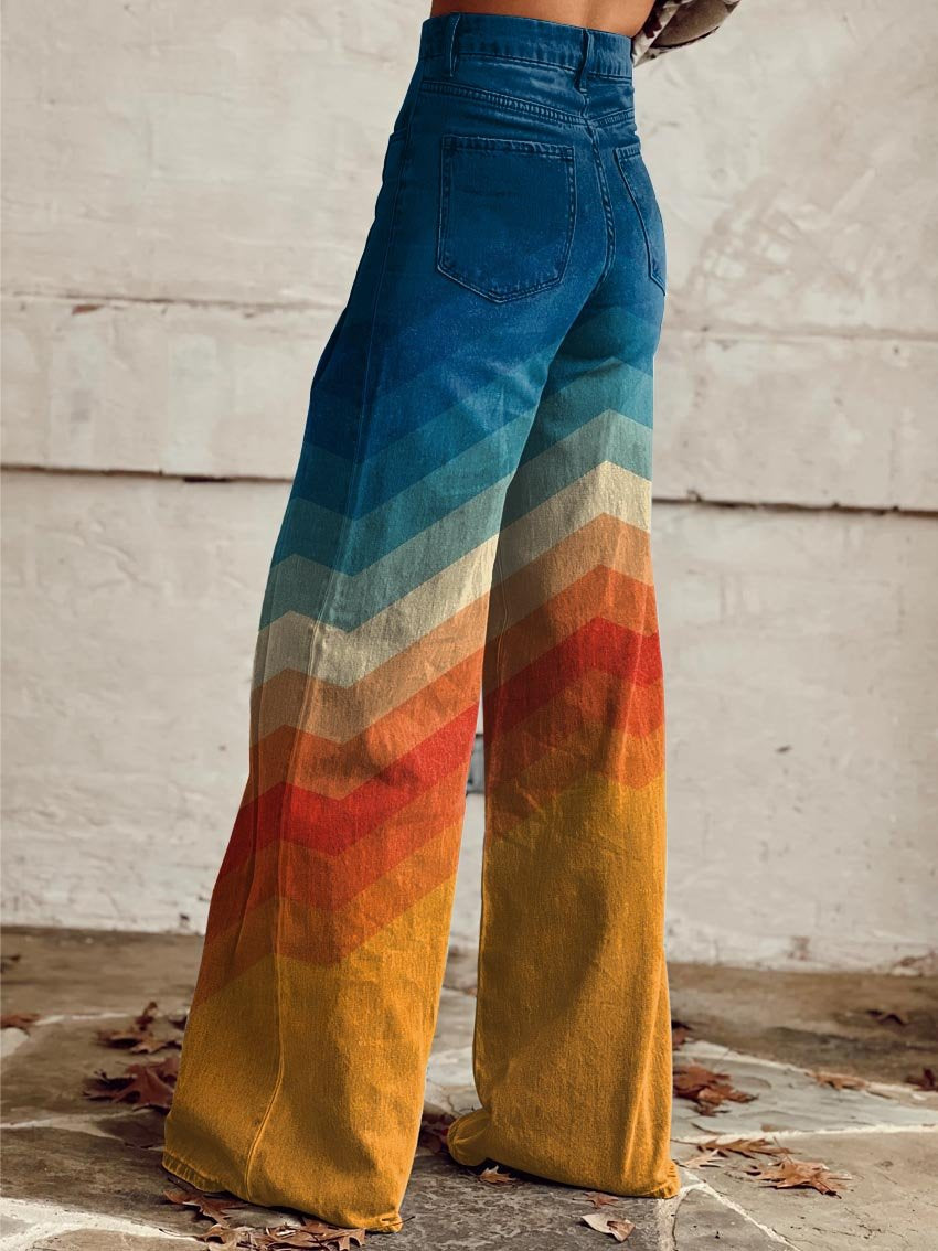 Léa - Pantalones elegantes retro con zigzag