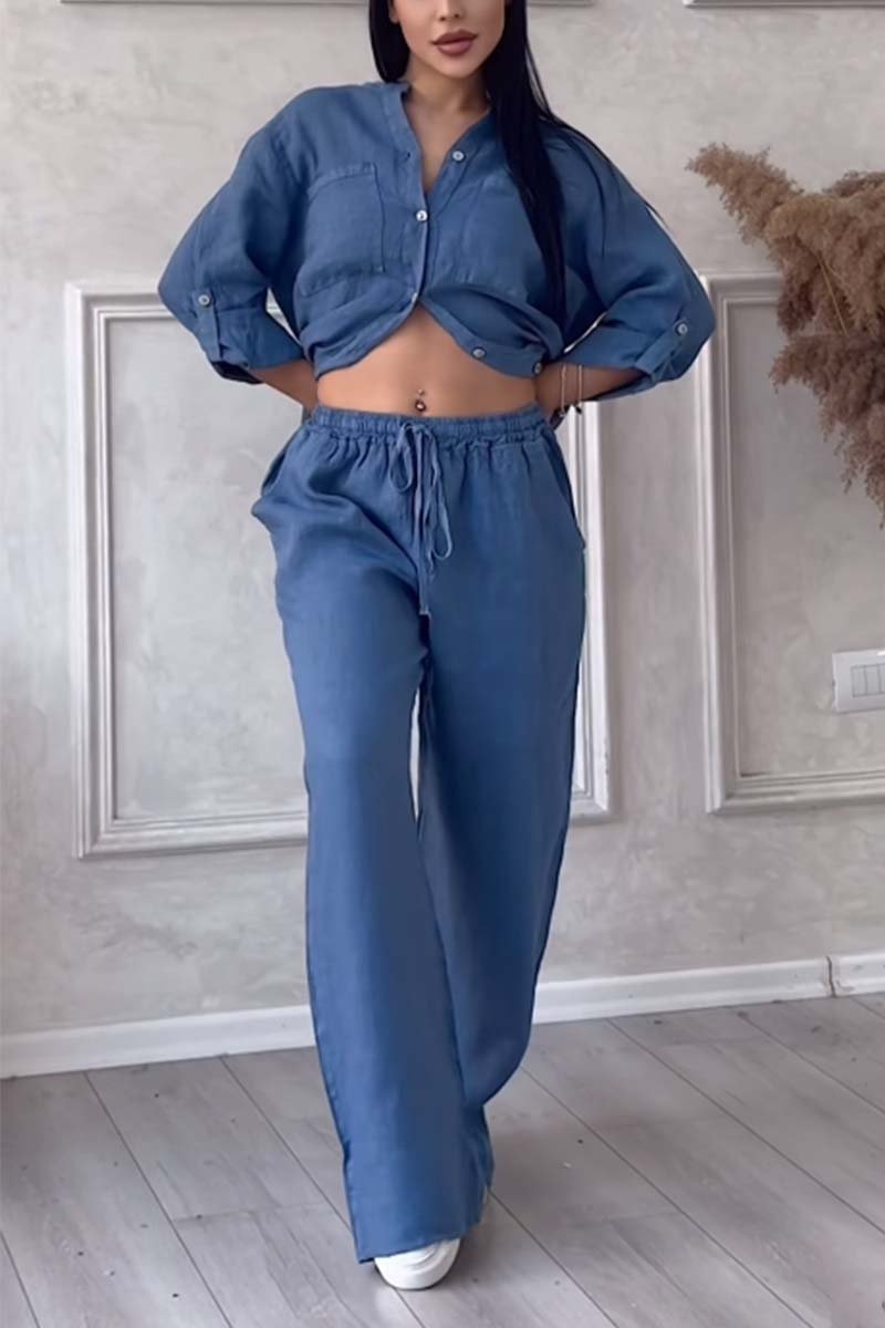 Conjunto informal de pantalón de algodón y lino Liam