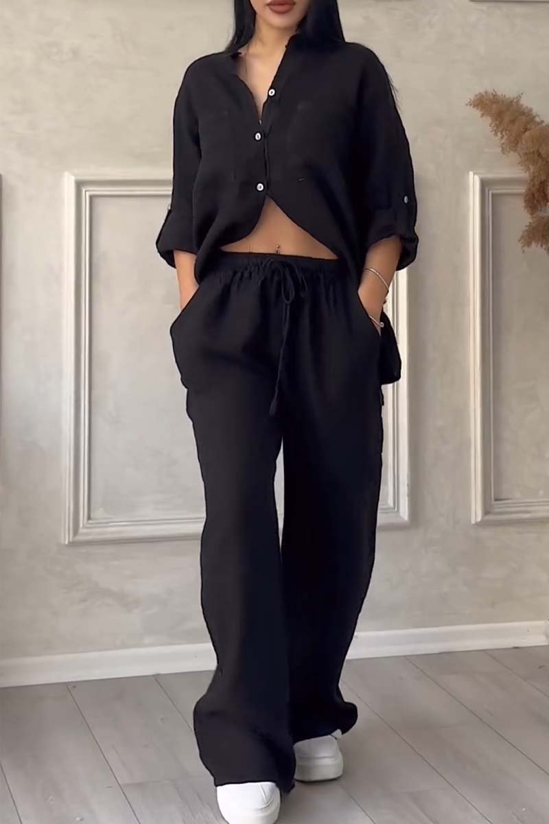 Conjunto informal de pantalón de algodón y lino Liam