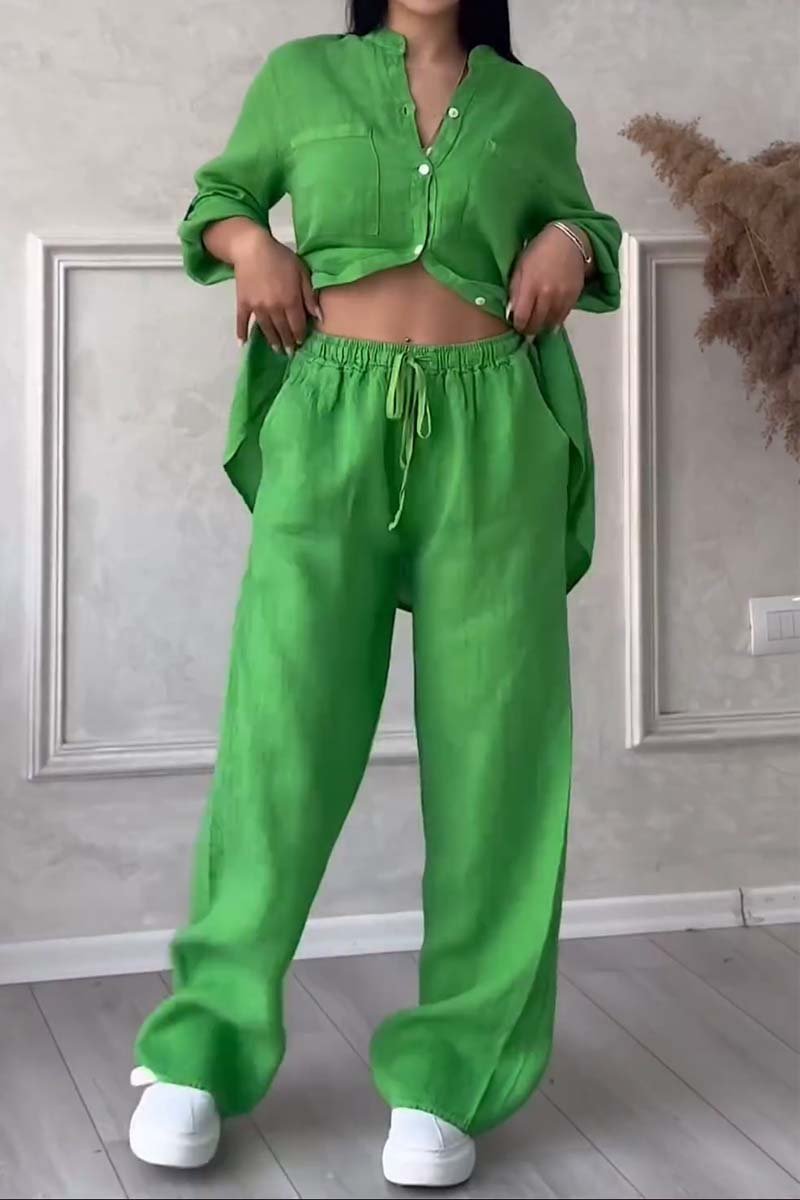 Conjunto informal de pantalón de algodón y lino Liam