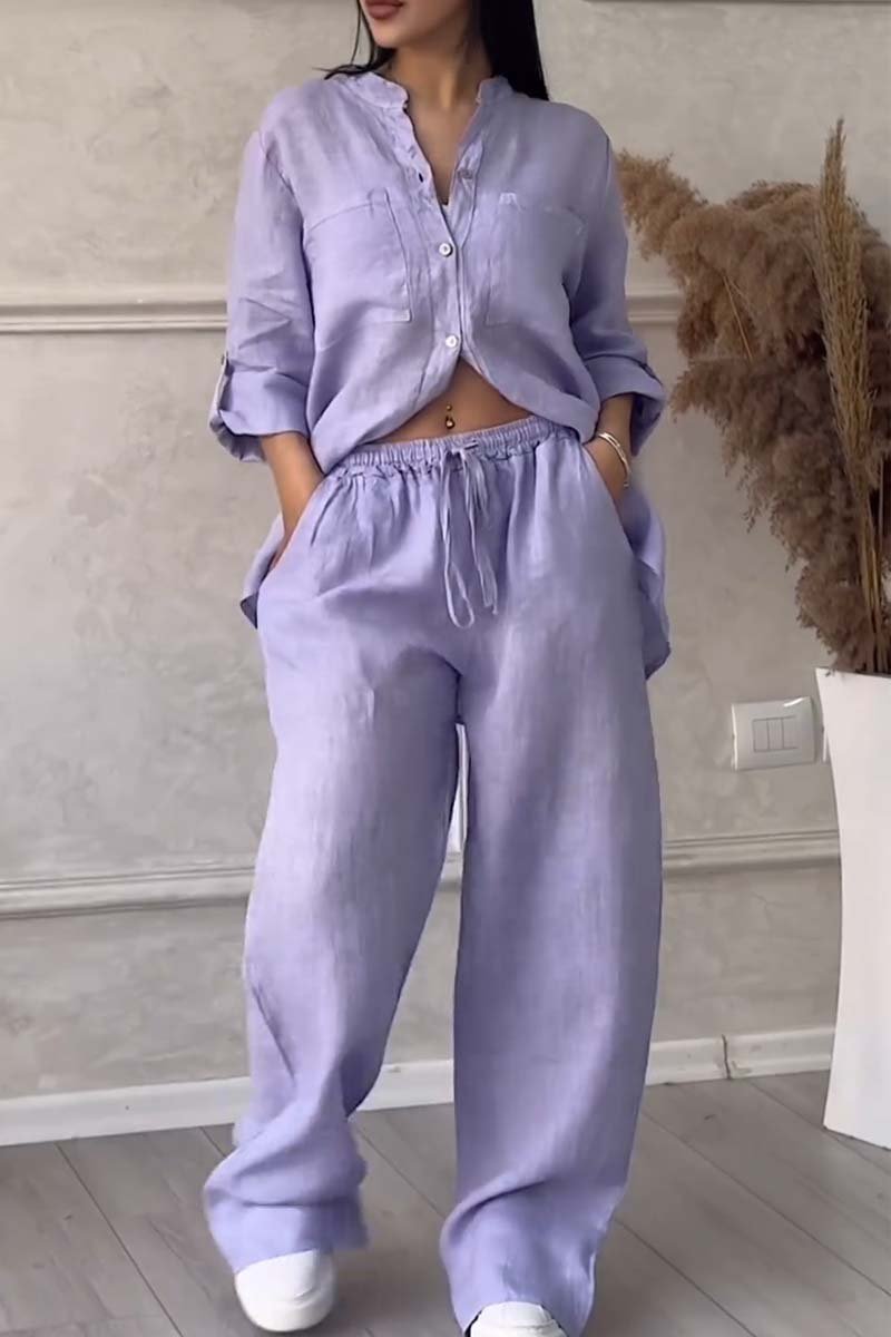 Conjunto informal de pantalón de algodón y lino Liam