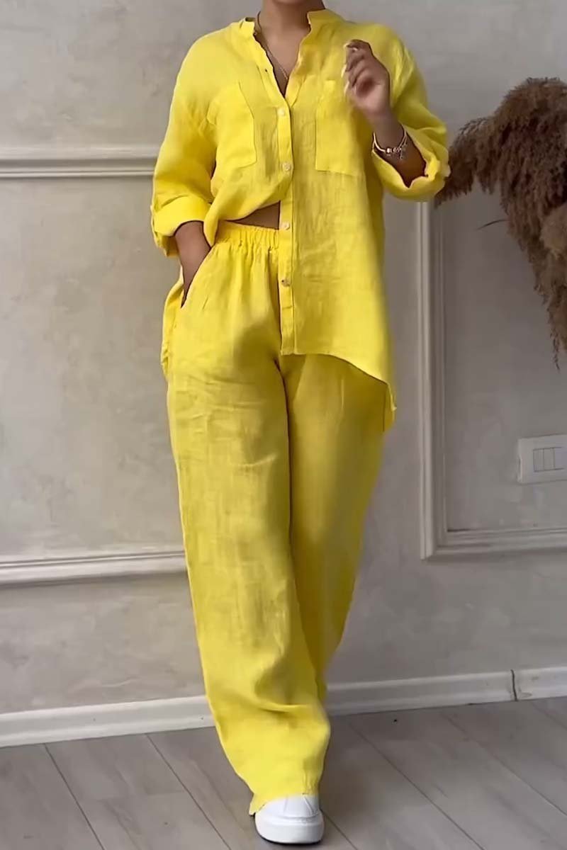 Conjunto informal de pantalón de algodón y lino Liam