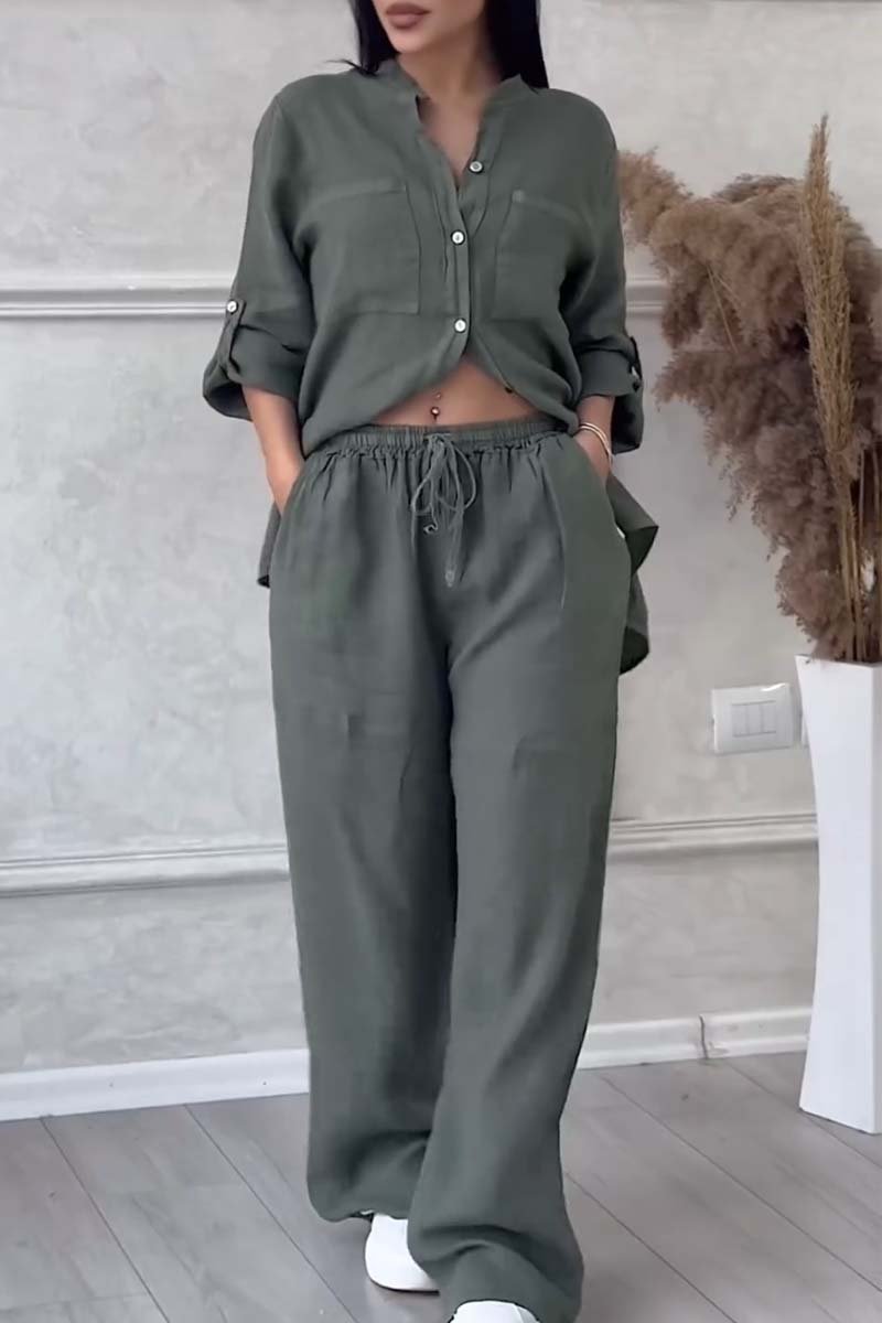 Conjunto informal de pantalón de algodón y lino Liam