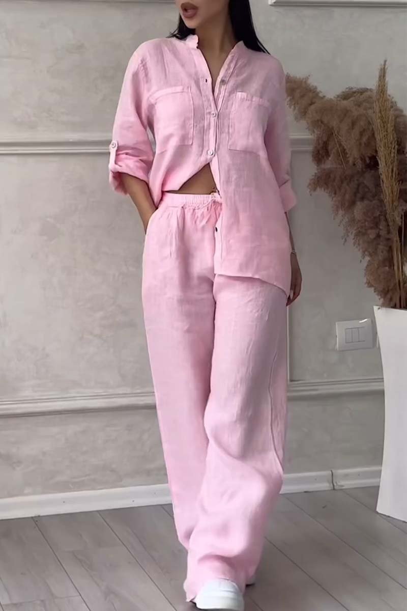 Conjunto informal de pantalón de algodón y lino Liam