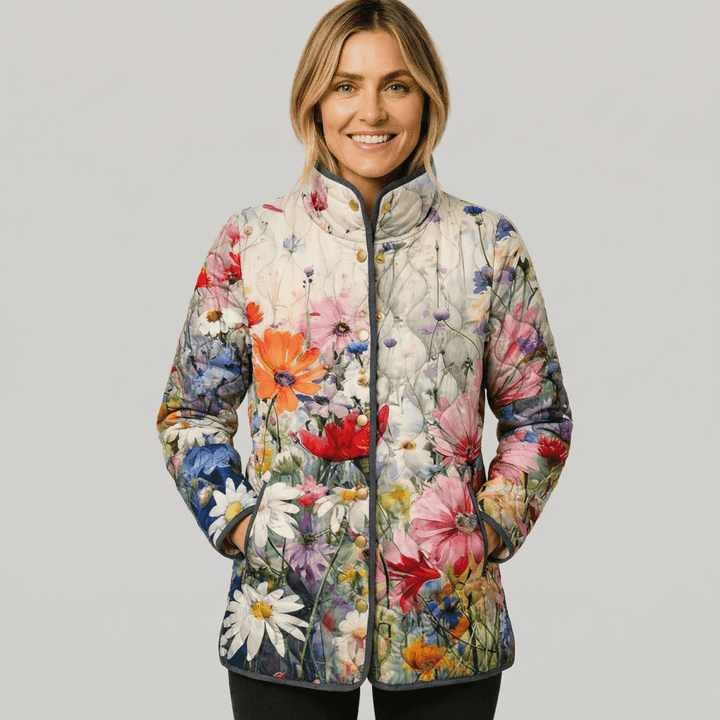 KAIA | CHAQUETA QUILTED CON ESTAMPADO FLORAL VINTAGE ENCANTADORA