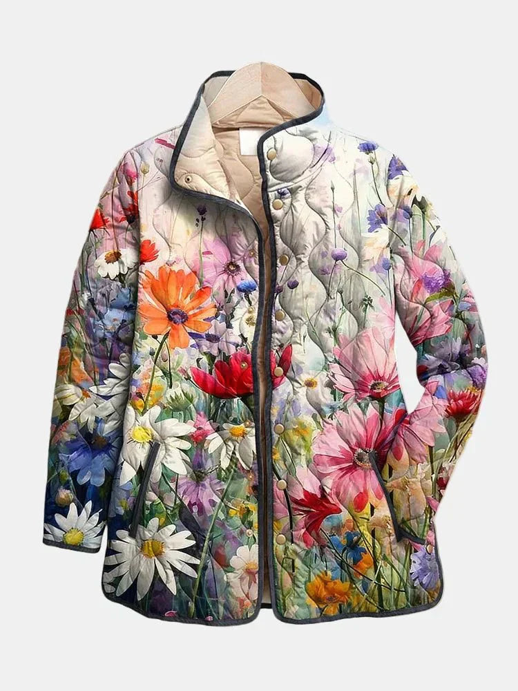 KAIA | CHAQUETA QUILTED CON ESTAMPADO FLORAL VINTAGE ENCANTADORA