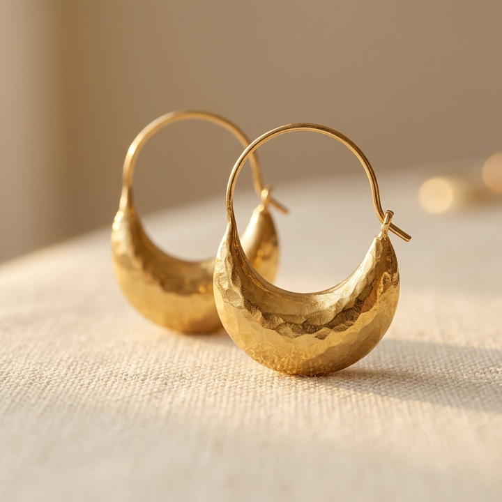 Pendientes vintage de aro esculpido en oro