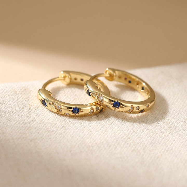 Pendientes vintage de aro con estrellas celestiales