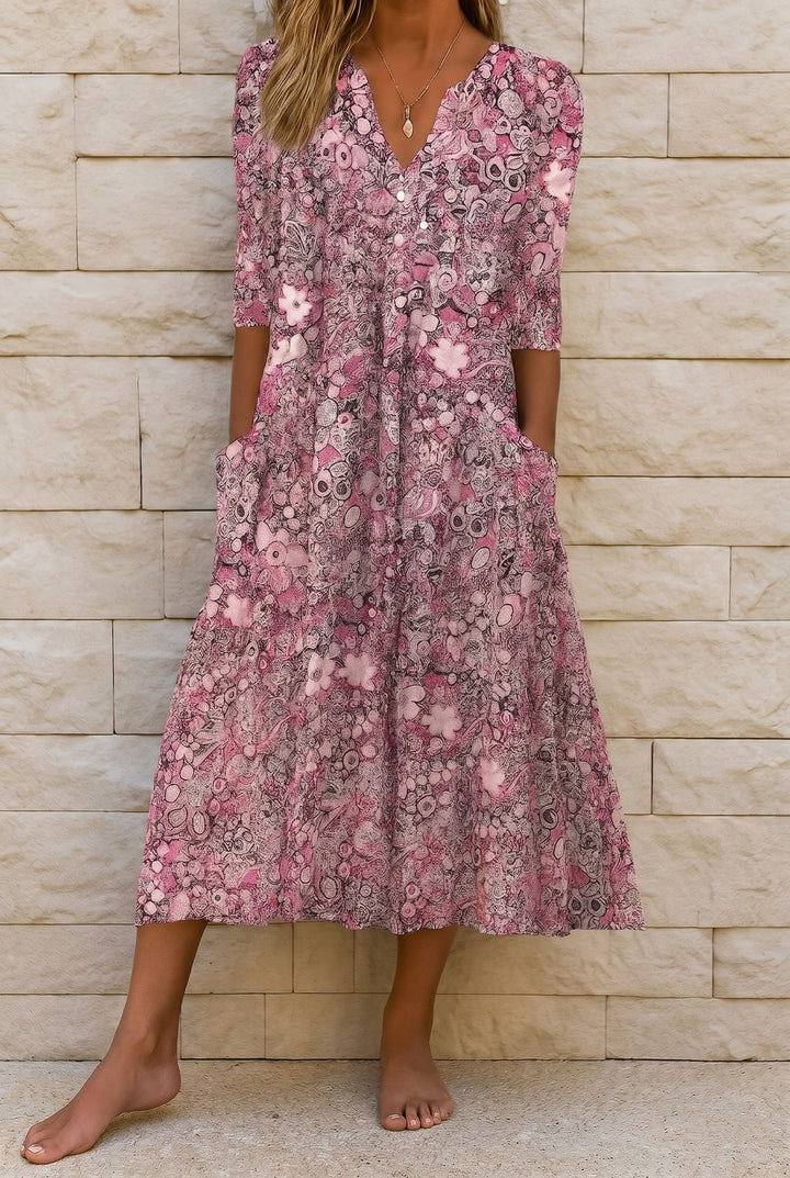 Harlow | Vestido midi elegante con escote en V  