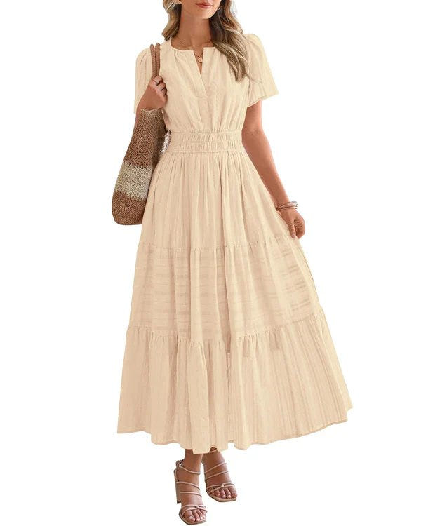 Nora | V-Neck Smocked Waist Tiered Maxi Dress