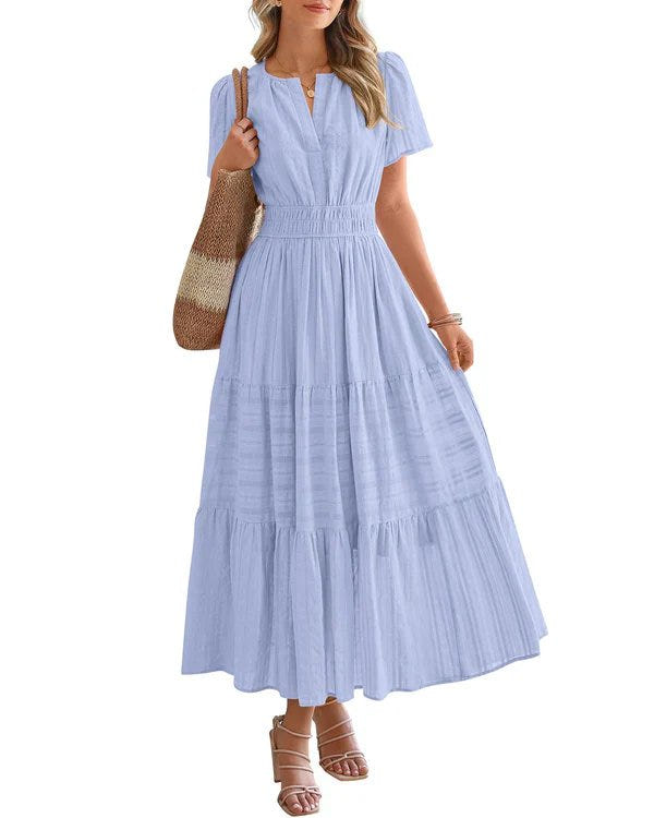Nora | V-Neck Smocked Waist Tiered Maxi Dress