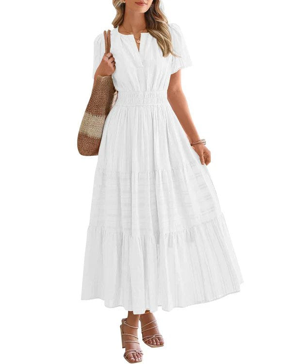 Nora | V-Neck Smocked Waist Tiered Maxi Dress