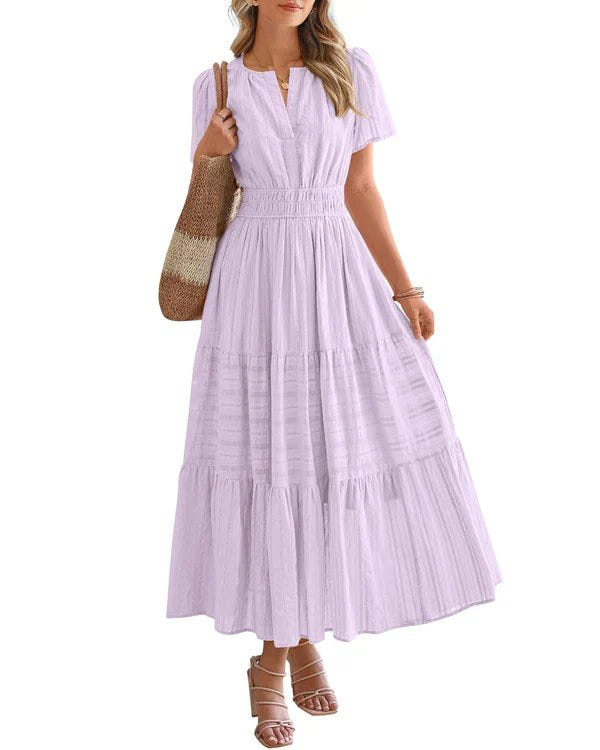 Nora | V-Neck Smocked Waist Tiered Maxi Dress