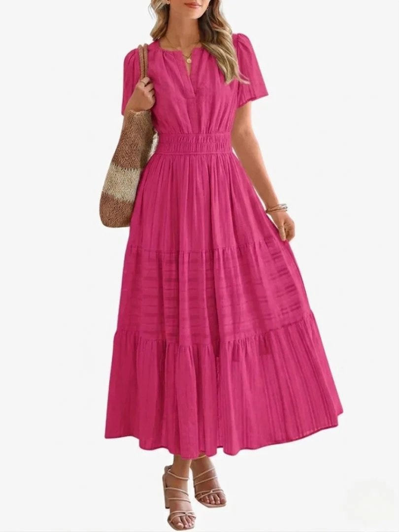 Nora | V-Neck Smocked Waist Tiered Maxi Dress