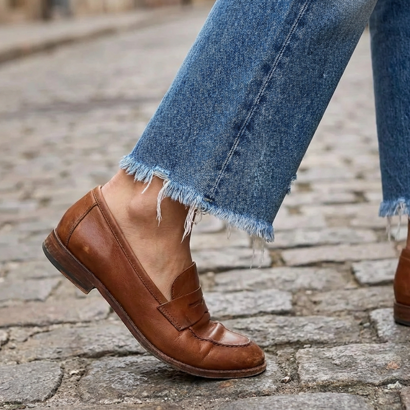 Aberjean | Vaqueros rectos cortos de estilo retro