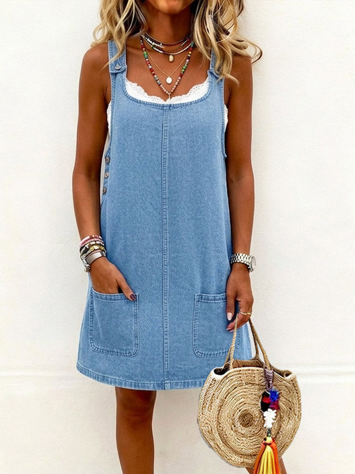 Lisa | Vestido overol casual de mezclilla