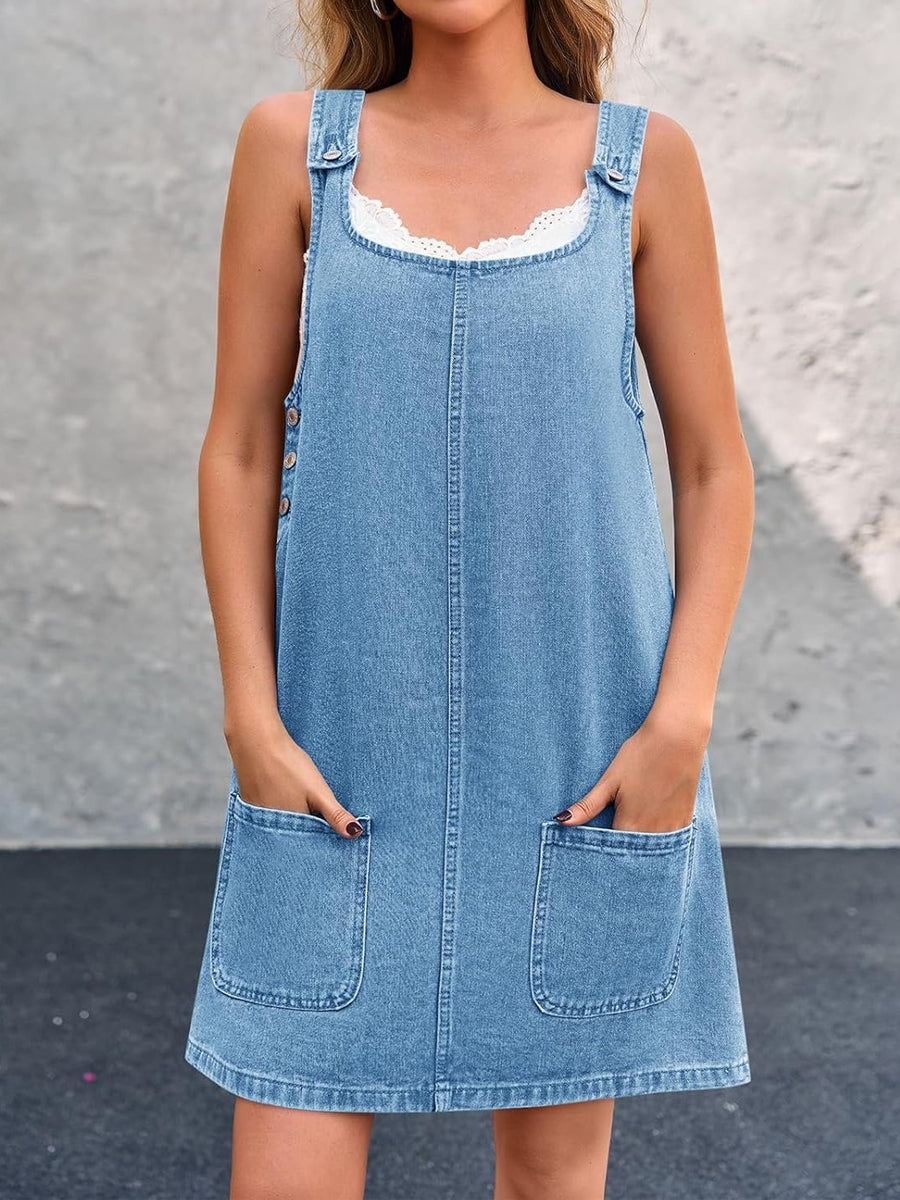 Lisa | Vestido overol casual de mezclilla