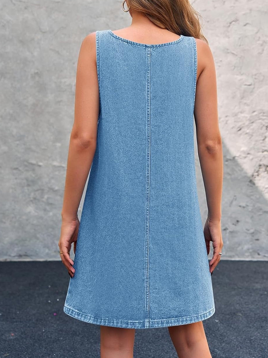 Lisa | Vestido overol casual de mezclilla