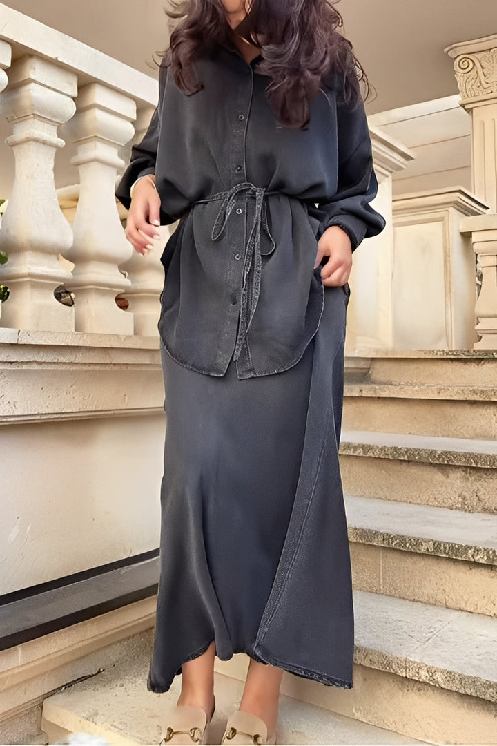 Conjunto Samantha de Camisa con Cordón y Falda