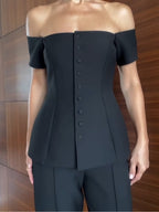Tailleur Sofia avec gilet à épaules dénudées