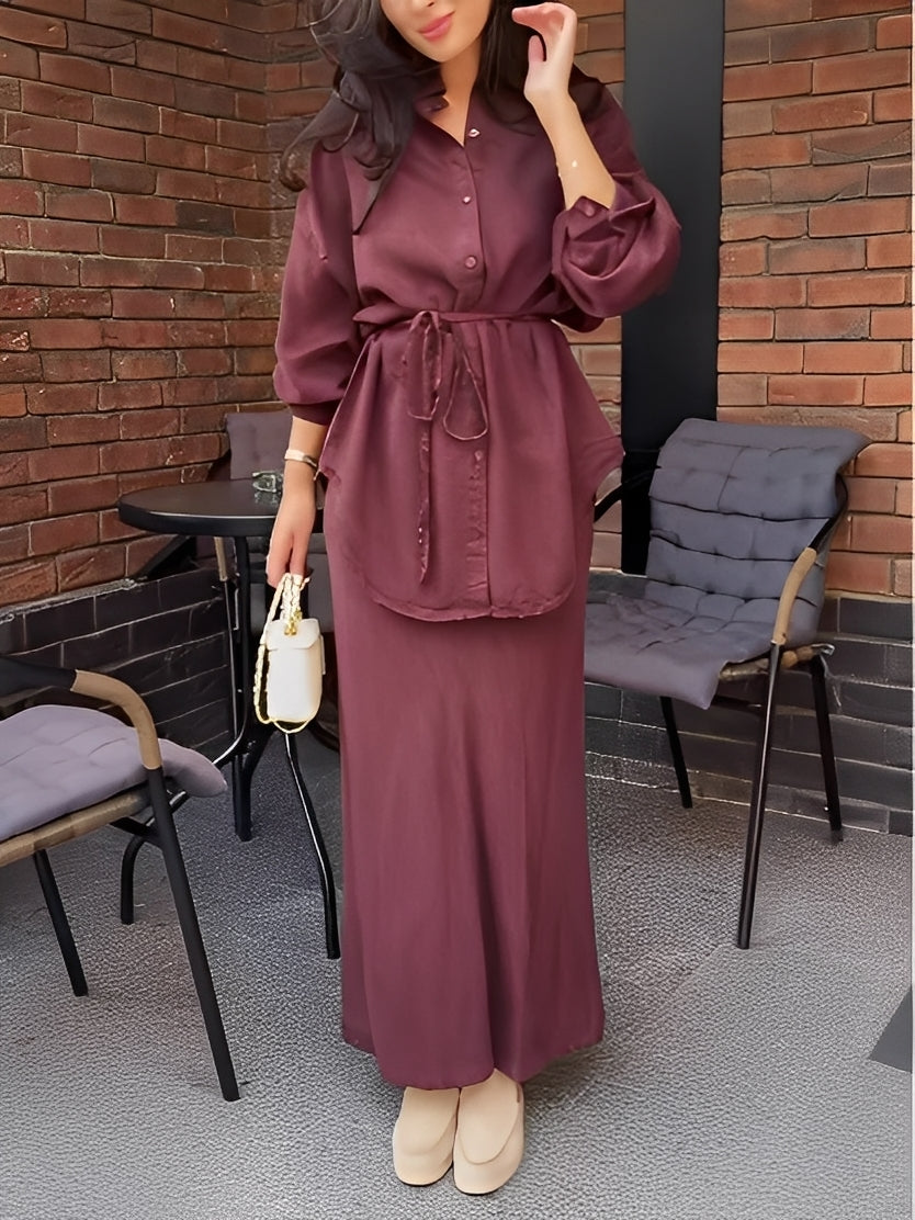 Conjunto Samantha de Camisa con Cordón y Falda