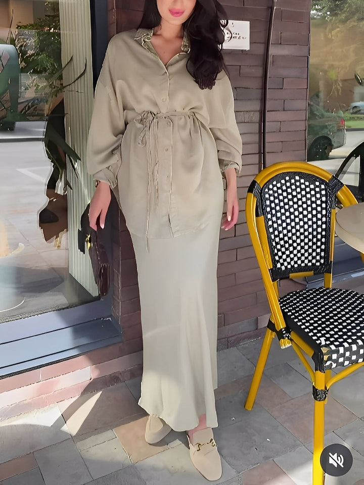 Conjunto Samantha de Camisa con Cordón y Falda