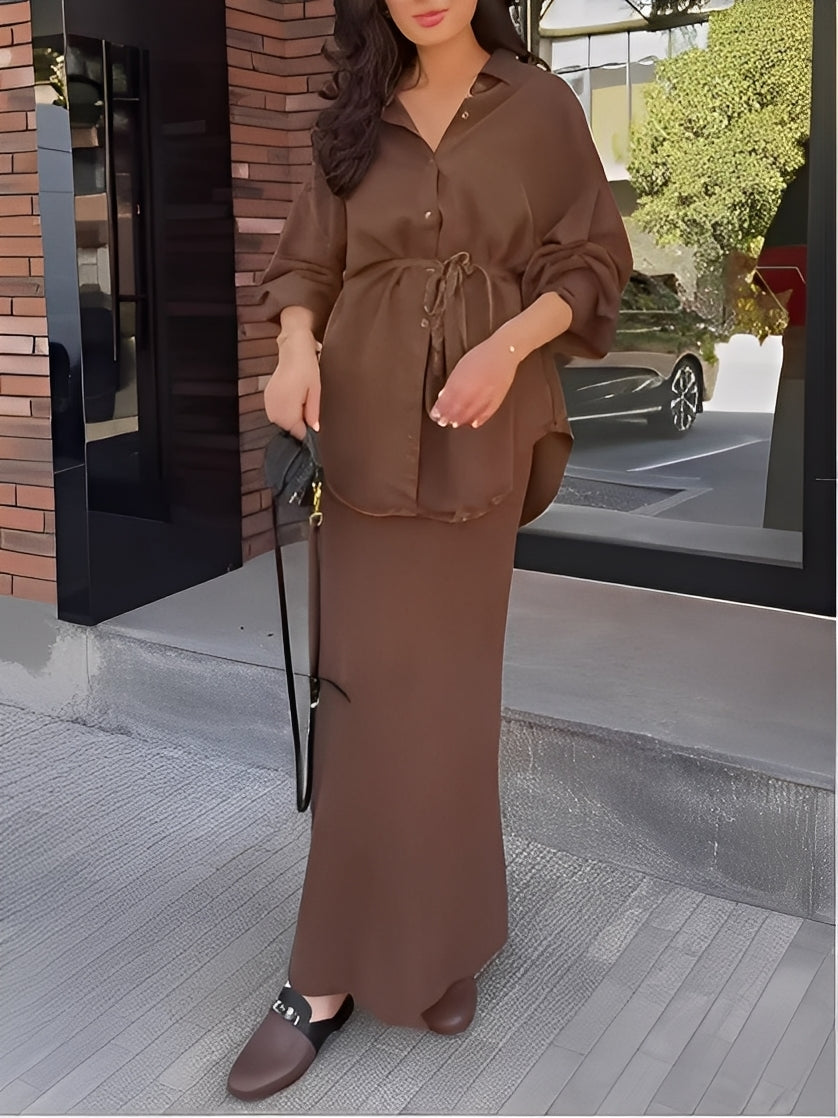 Conjunto Samantha de Camisa con Cordón y Falda