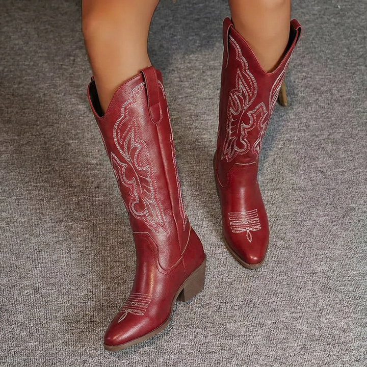 Georgia | Women Western Embroidered Block Heel Boots