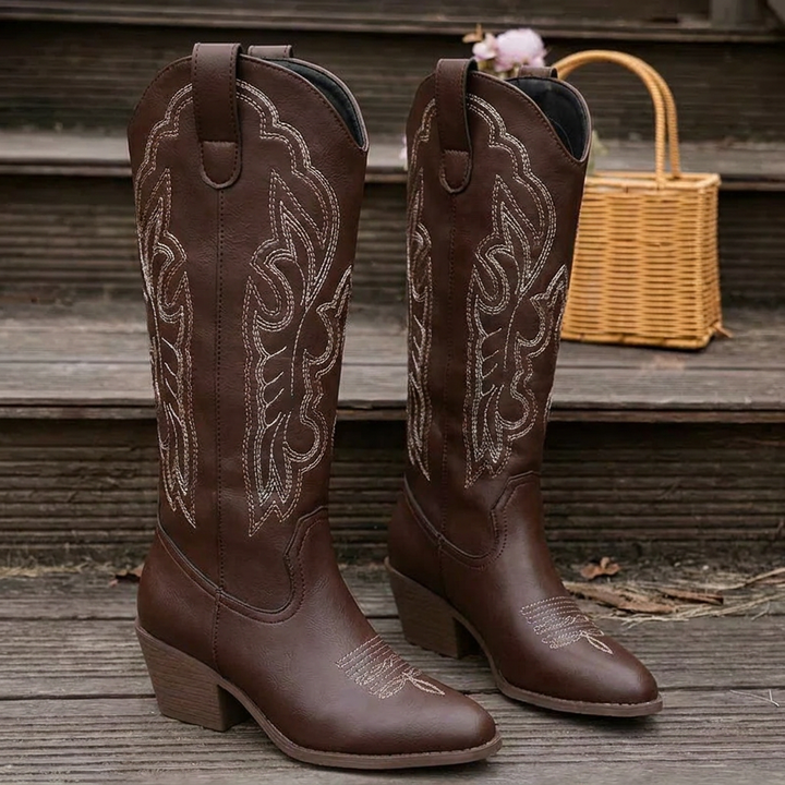 Georgia | Women Western Embroidered Block Heel Boots