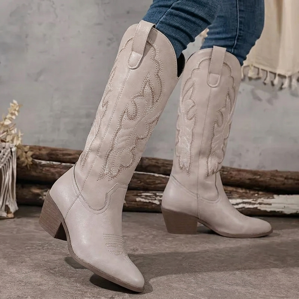 Georgia | Women Western Embroidered Block Heel Boots