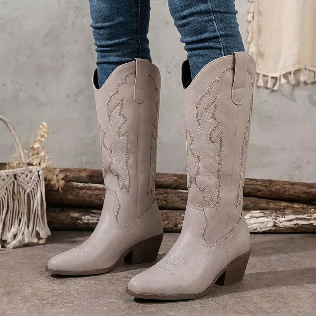Georgia | Women Western Embroidered Block Heel Boots