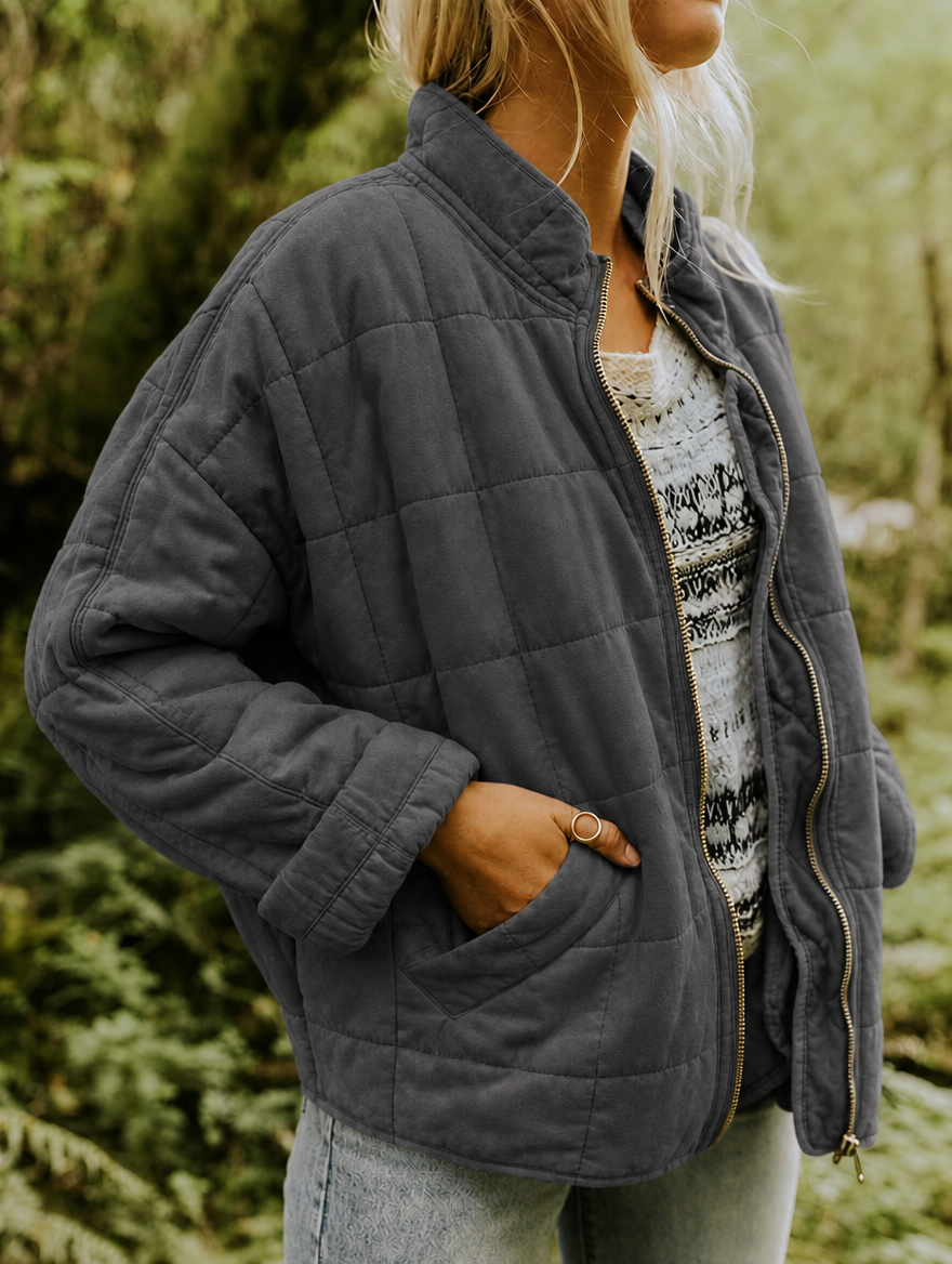 Clover | Women Stand Collar Diamond Quilted Jacket