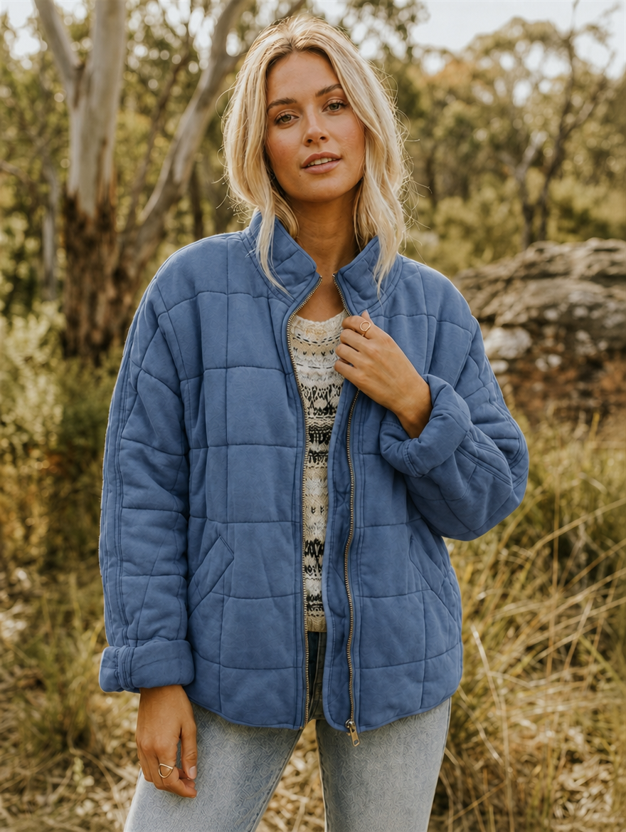 Clover | Women Stand Collar Diamond Quilted Jacket