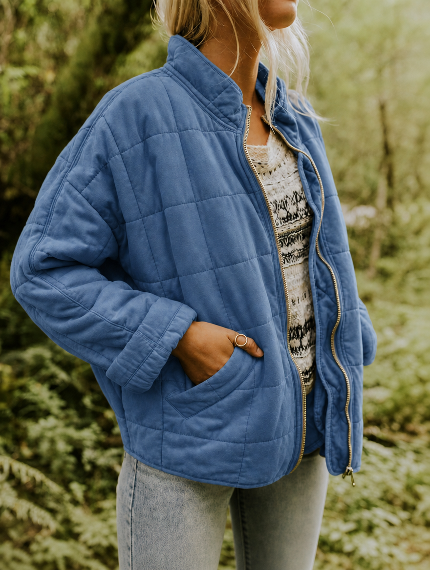 Clover | Women Stand Collar Diamond Quilted Jacket
