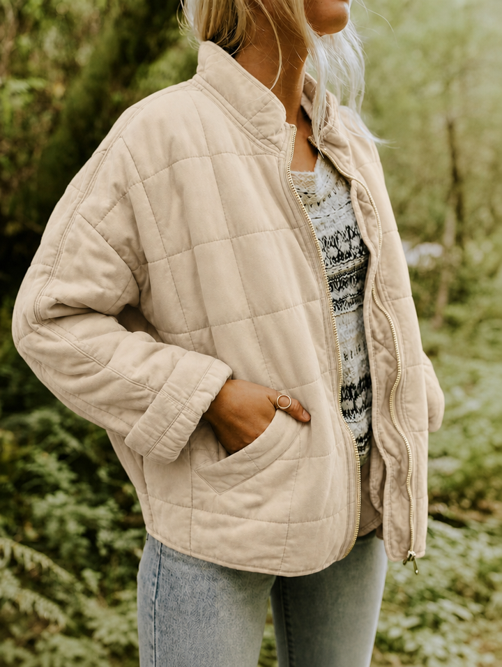 Clover | Women Stand Collar Diamond Quilted Jacket