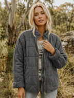 Clover | Women Stand Collar Diamond Quilted Jacket